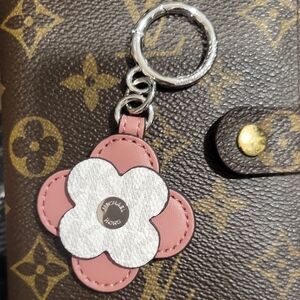 Michael Kors Pink and White Floral Key Holder/bag Charm